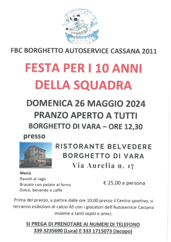 Fbc borghetto autoservice cassana 2011 - festa 