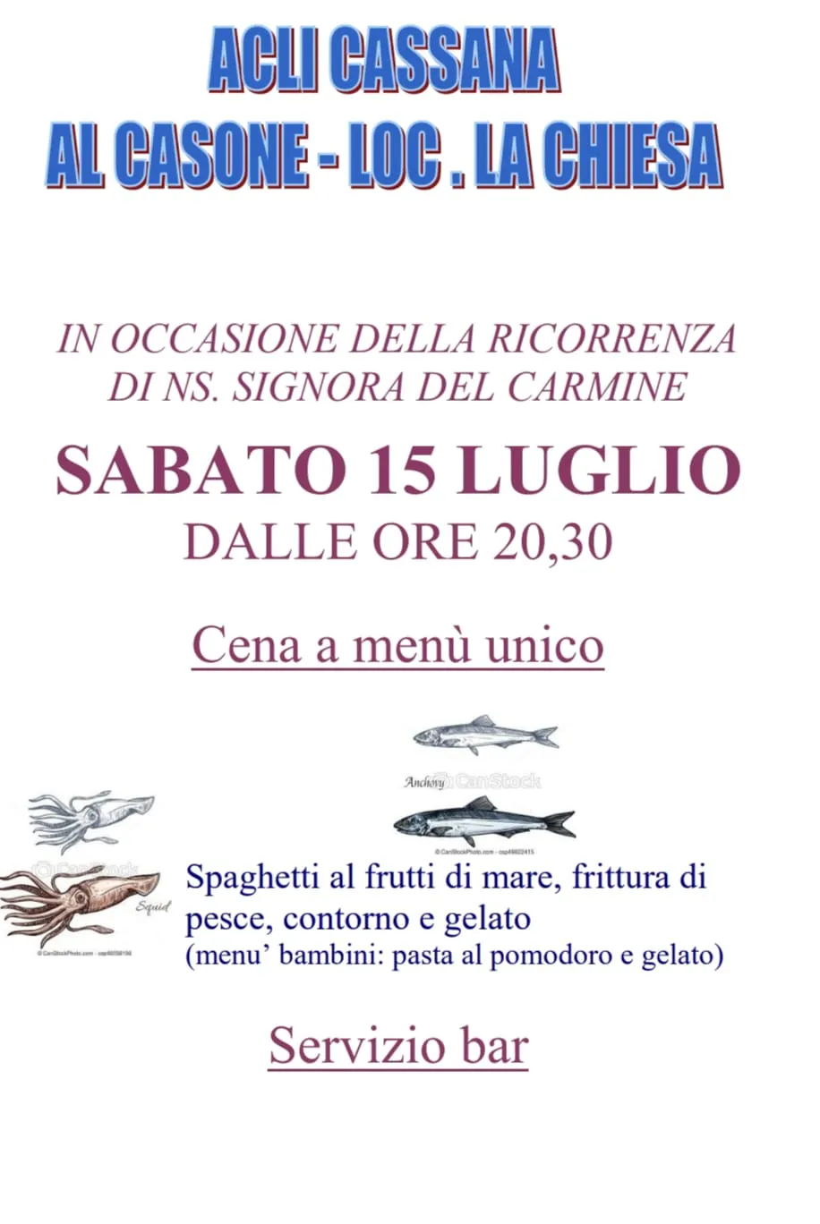 Cena in occasione della ricorrenza di Ns. Signora del Carmine