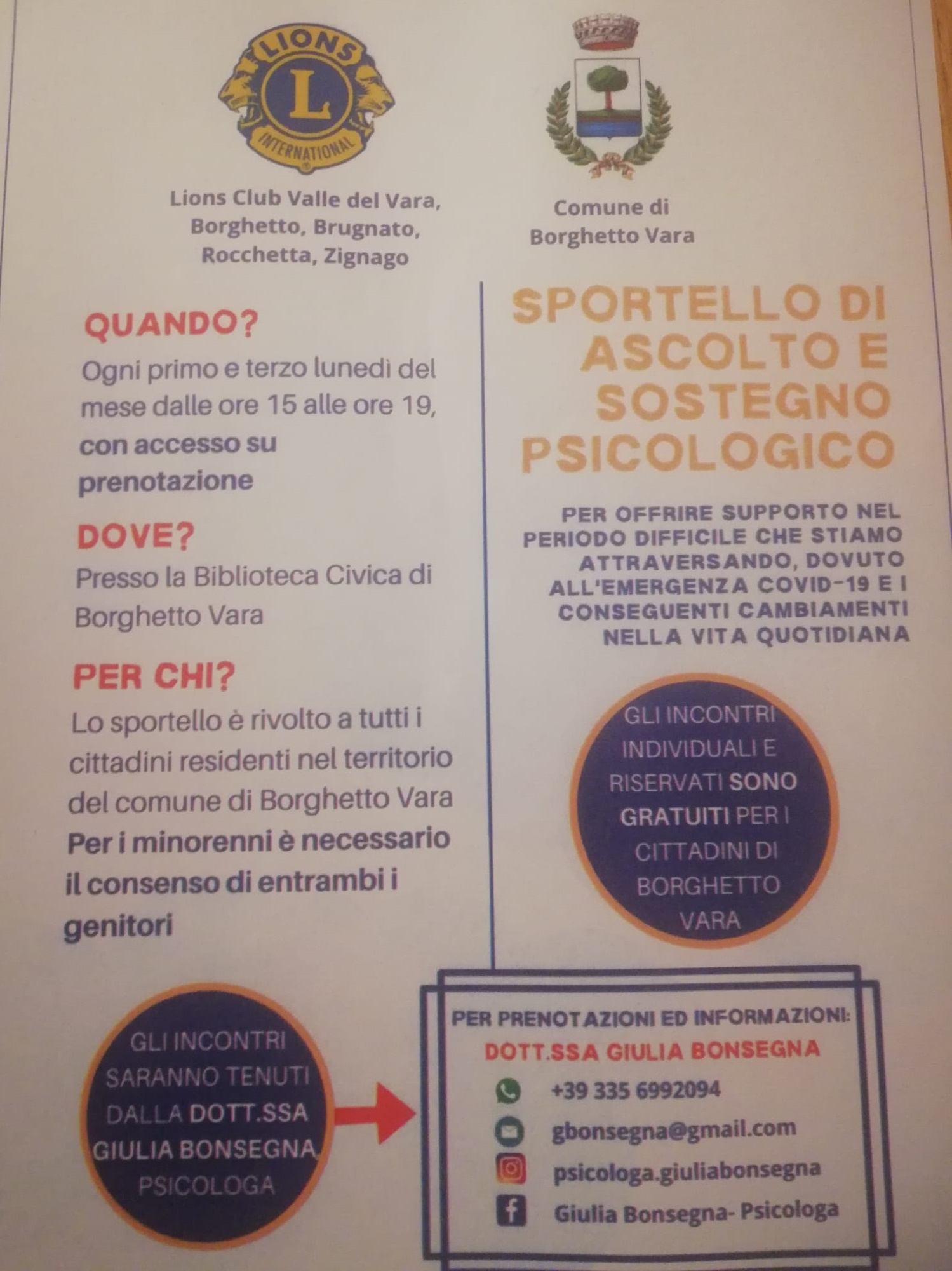  Sostegno psicologico